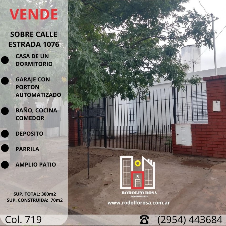 Casa de un dormitorio con dependencias, muy buen estado, sobre calle Estrada 1076, Santa Rosa, La Pampa