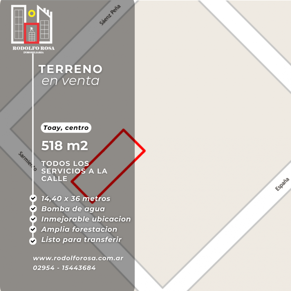 Terreno de 518 m2 en zona centrica de Toay, La Pampa