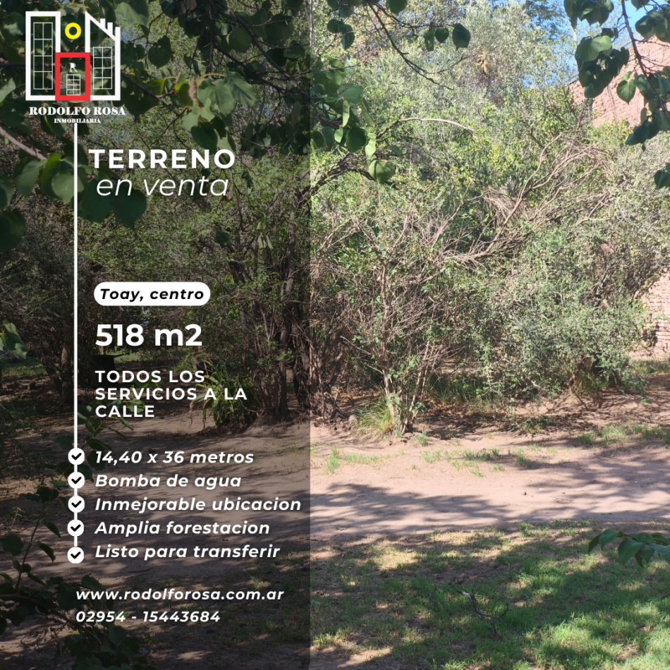 Terreno de 518 m2 en zona centrica de Toay, La Pampa