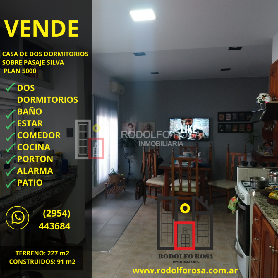 A LA VENTA - HERMOSA CASA DE DOS DORMITORIOS EN PLAN 5000, SANTA ROSA, LA PAMPA